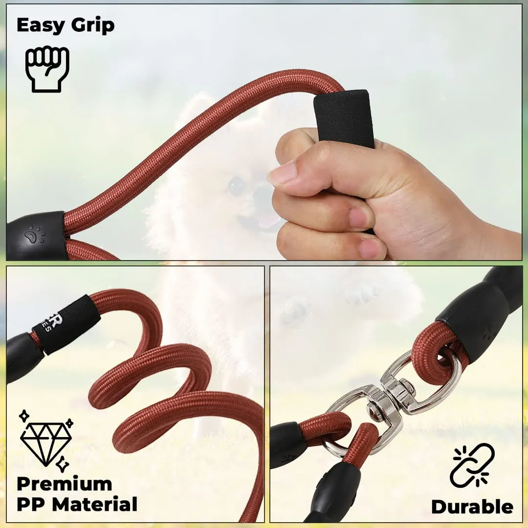 Kuber Industries Double Coupler Dog Leash | Double Dog Leash | Premium PP Fabric | Durable Metal Hooks | 360° Swivel, No Tangle Design | Coffee | Convenient and Tangle-Free Dog Walking Solution