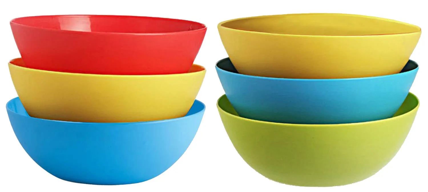 Kuber Industries Plastic Microwave Safe Mixing Bowl Set (Multicolor, 1500 ml, CTKTC03474) - 6 Pieces