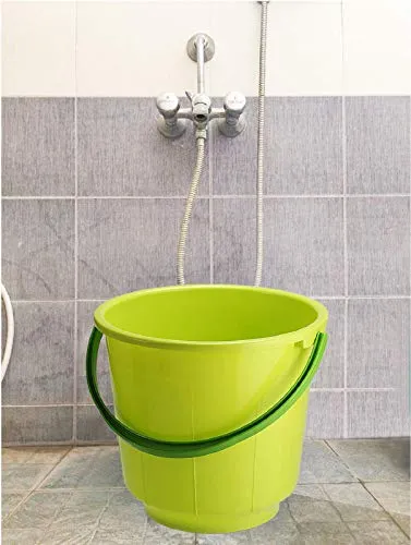 Kuber Industries Unbreakable Strong Plastic Bathroom Bucket 13 LTR (Green) -CTLTC037873