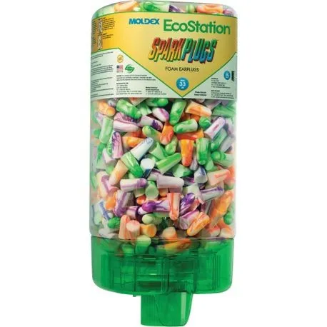 Moldex SparkPlugs® EcoStation™ Uncorded Earplug Prefilled Dispenser (500 Pairs | SLC80 29dB, Class 5)