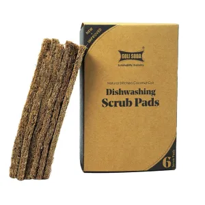 Natural Coconut Coir Dishwashing Scrub Pads - Pack of 6 Scrubs