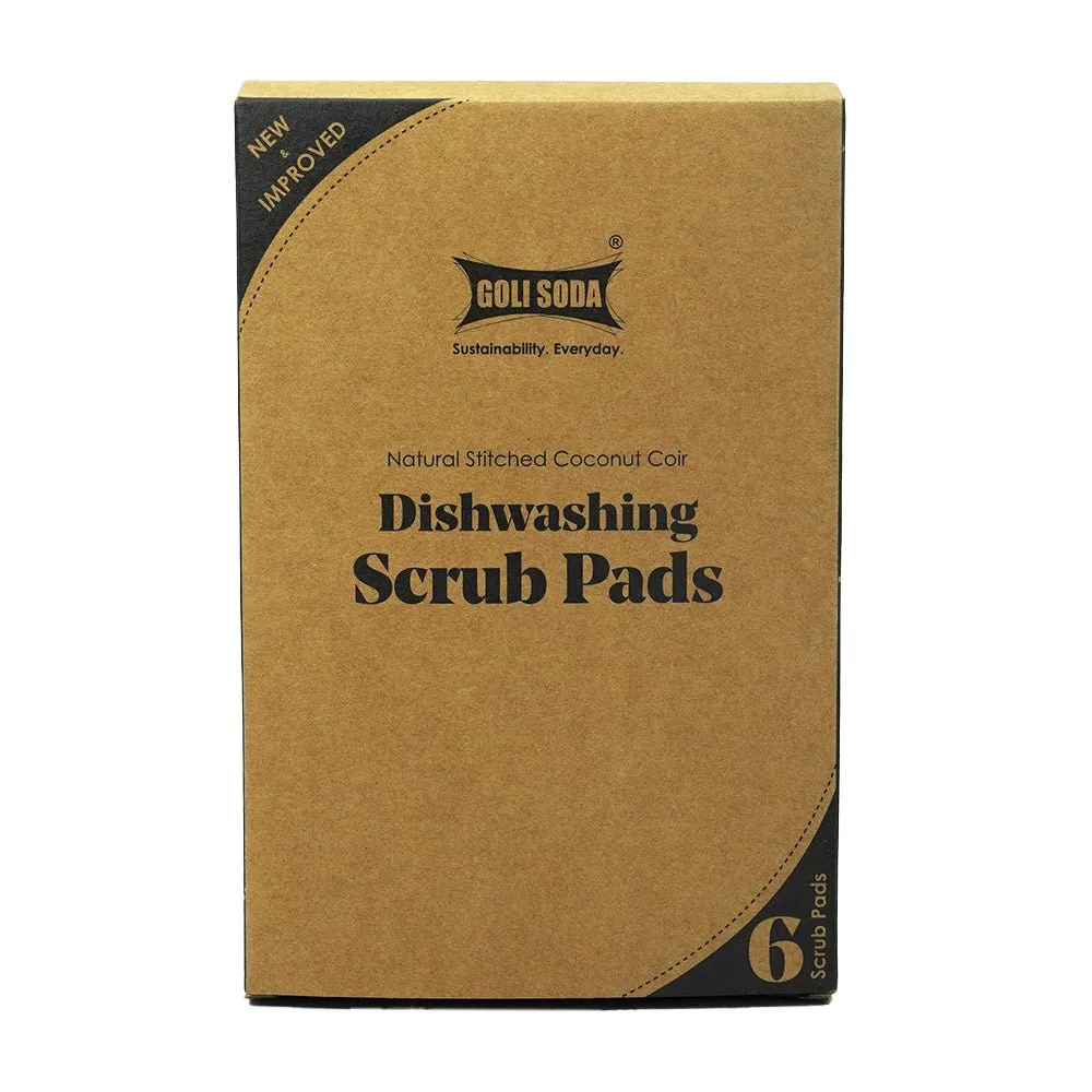 Natural Coconut Coir Dishwashing Scrub Pads - Pack of 6 Scrubs