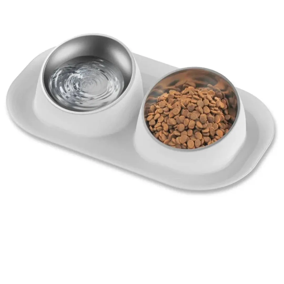 PetAffairs Stainless Steel Tilted Double Dog Bowl