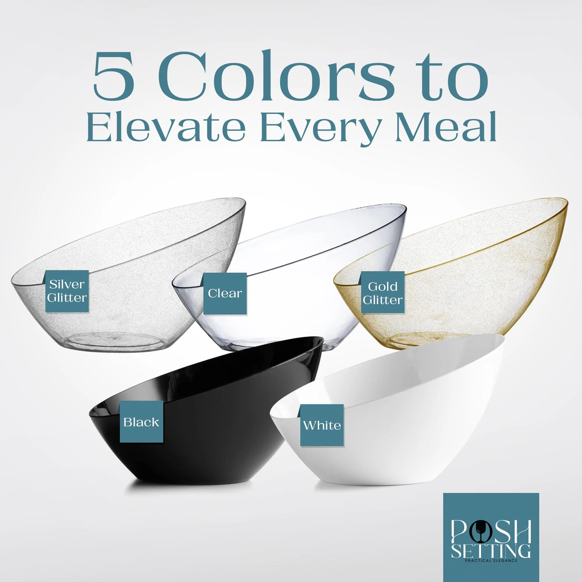 Posh Setting -  Elegant Angled Plastic Serving Bowls