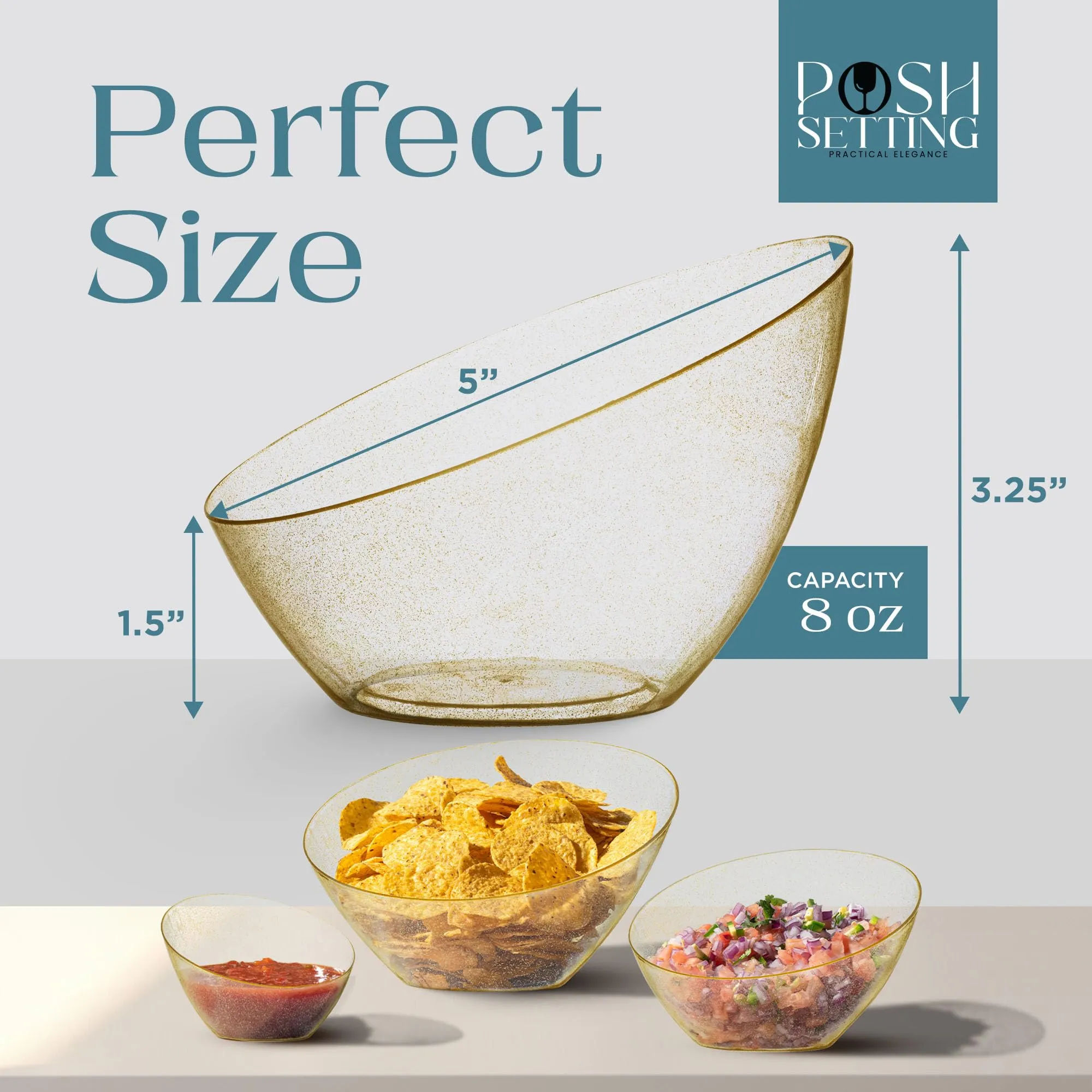 Posh Setting -  Elegant Angled Plastic Serving Bowls