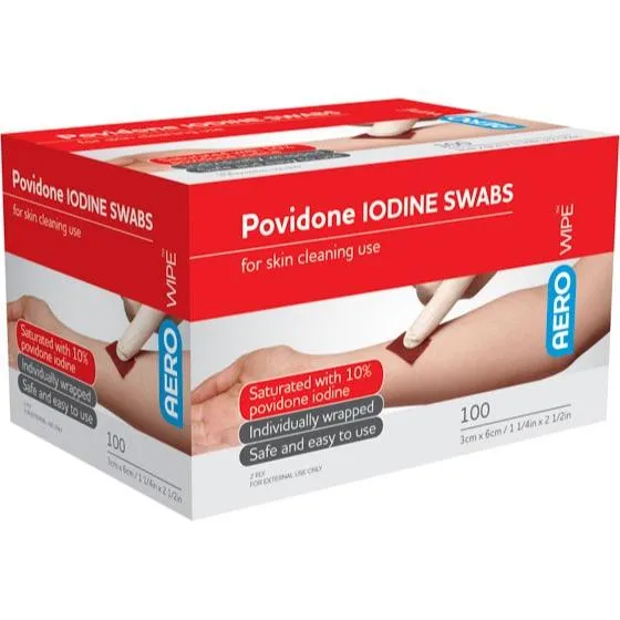 POVIDONE - IODINE 10% SWABS - BOX 100