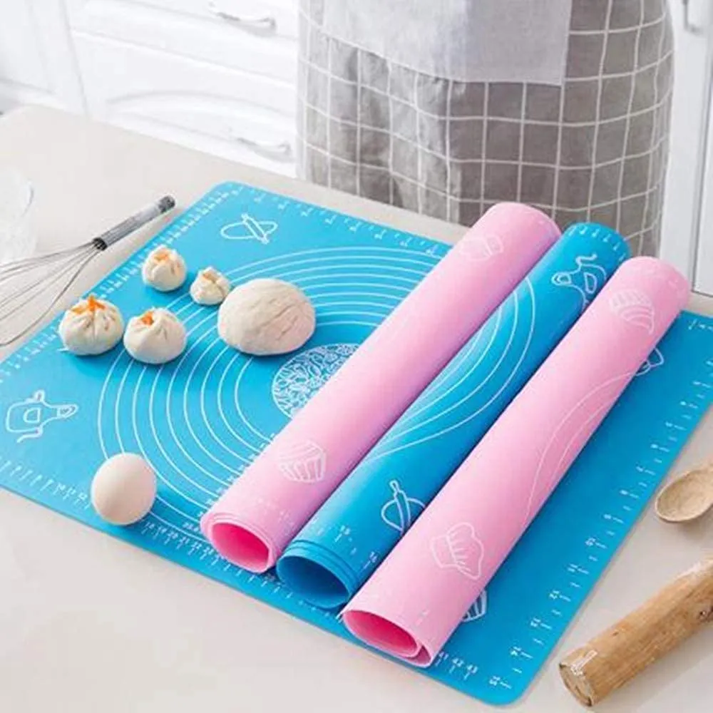 RUCON® Silicone Baking Mat Roti mat Silicone Chapati Atta Kneading Mat Non-Stick Fondant Rolling Mat Stretchable for Kitchen Roti Chapati Cake – Multicolor (Baking Mat 50 * 40 cm)