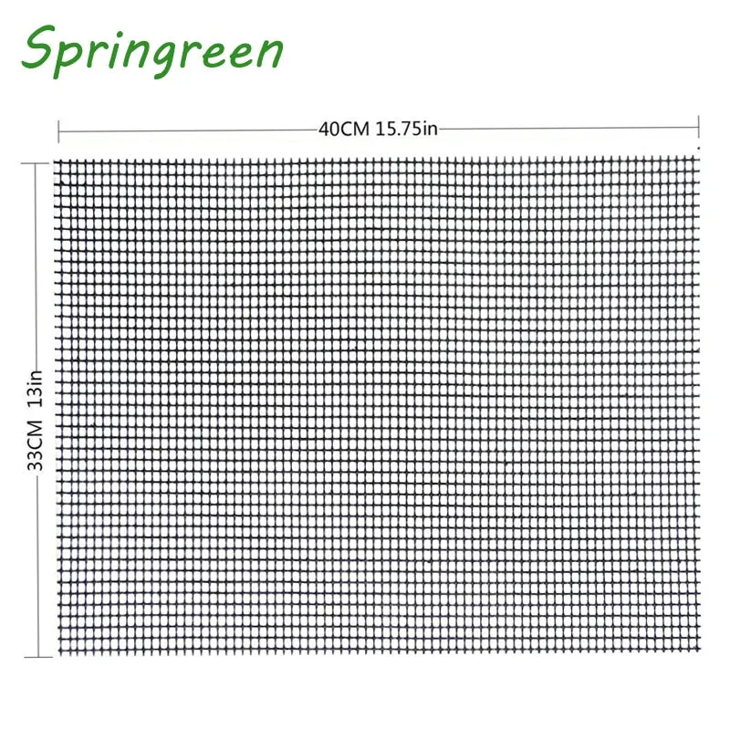 Springreen 40*30cm Non-stick BBQ Grill Mesh Sheet Barbecue Mat for Grilled Vegetables, Fish, Fajitas, Shrimp Nonstick Grill Mats