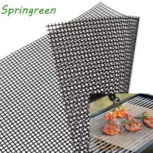 Springreen 40*30cm Non-stick BBQ Grill Mesh Sheet Barbecue Mat for Grilled Vegetables, Fish, Fajitas, Shrimp Nonstick Grill Mats