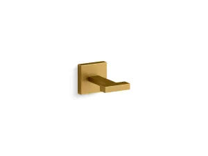 Square 2" Robe Hook in Vibrant Brushed Moderne Brass