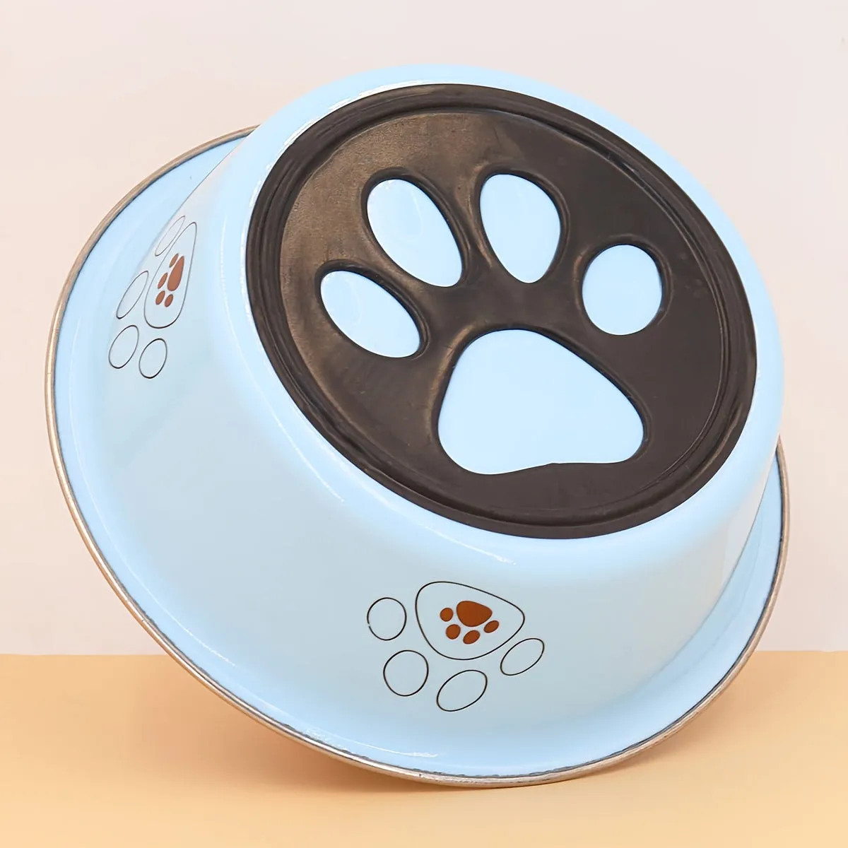 Sturdy NonSlip Dog Bowl with Paw Prints