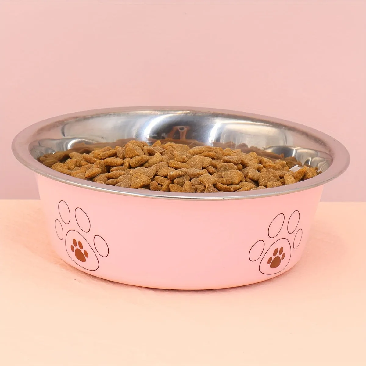 Sturdy NonSlip Dog Bowl with Paw Prints