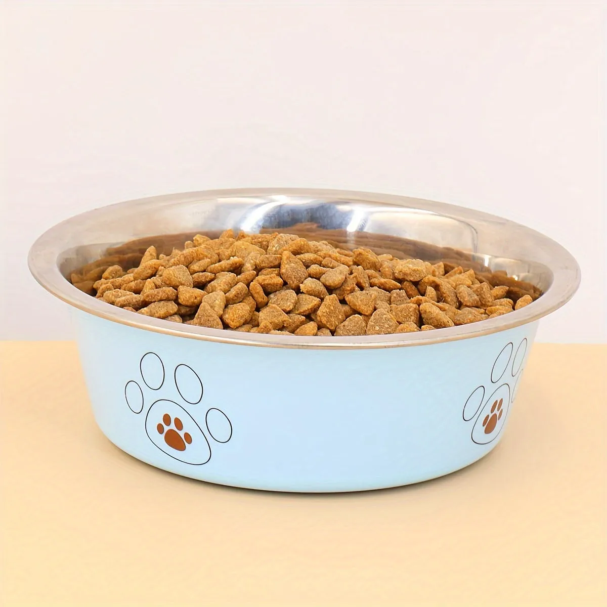 Sturdy NonSlip Dog Bowl with Paw Prints