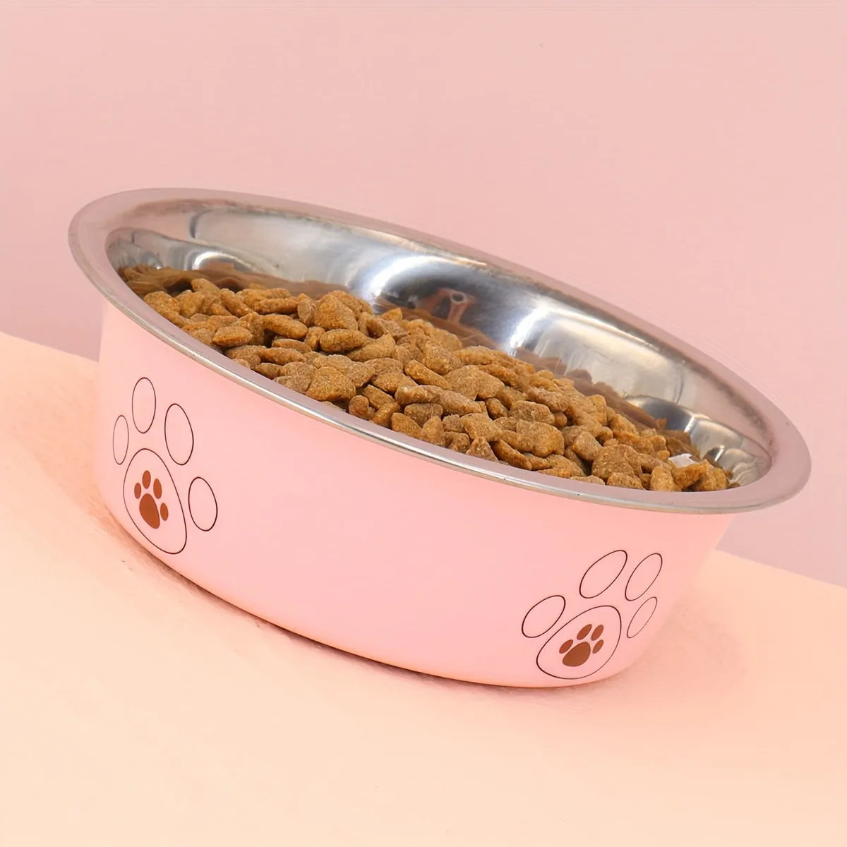 Sturdy NonSlip Dog Bowl with Paw Prints