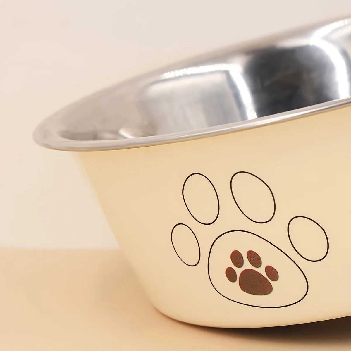 Sturdy NonSlip Dog Bowl with Paw Prints