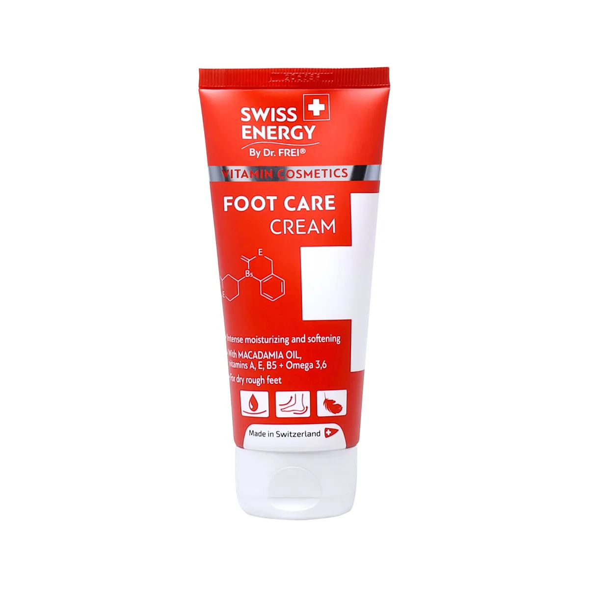 Swiss Energy, foot moisturizing cream with macadamia oil, vitamins and omega-3.6 75 ml.