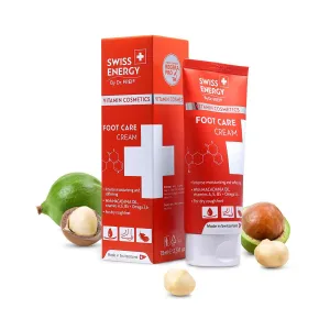 Swiss Energy, foot moisturizing cream with macadamia oil, vitamins and omega-3.6 75 ml.