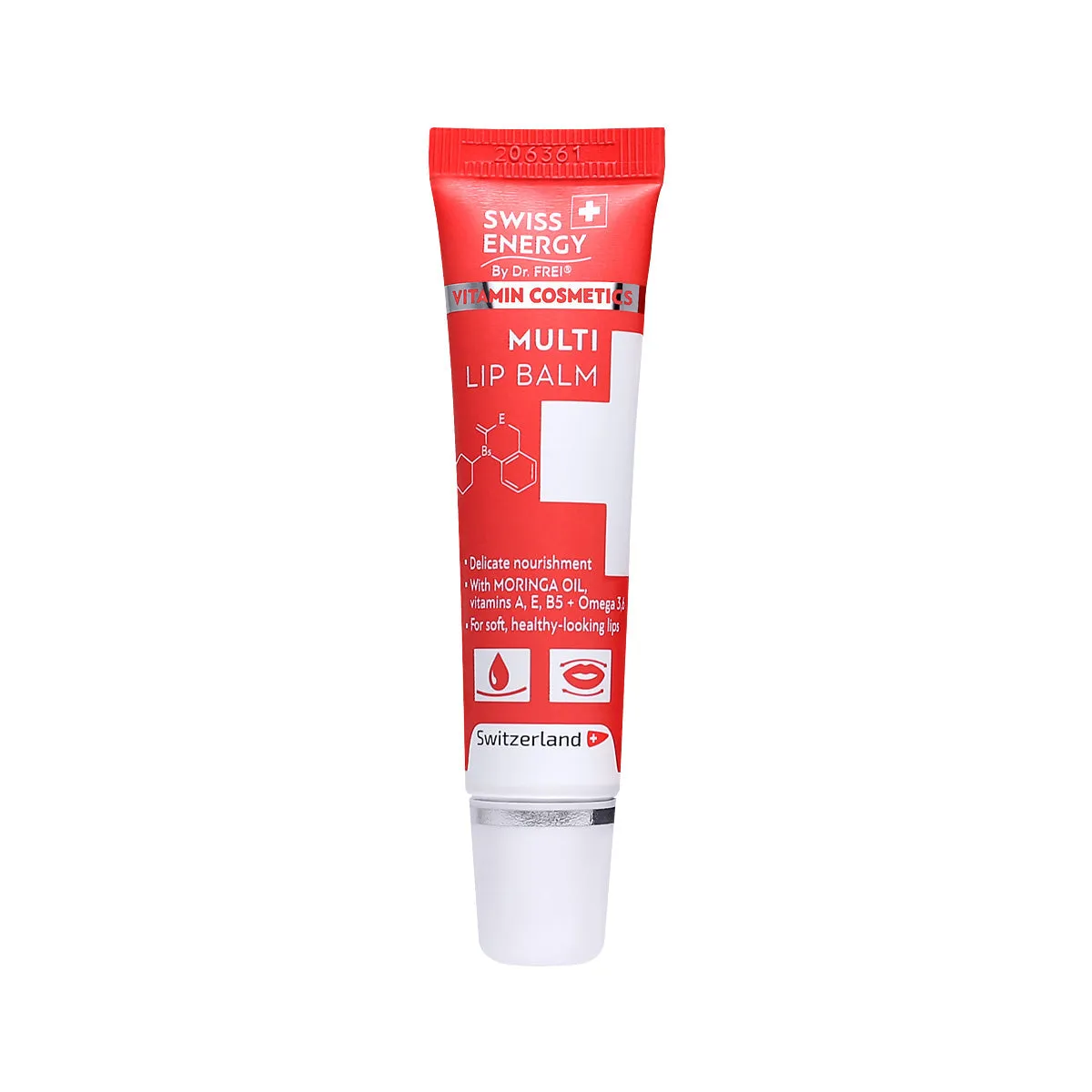 Swiss Energy, Multi lip balm. Lip balm with moringa oil   vitamins A, B5   omega 3-6, 15ml.