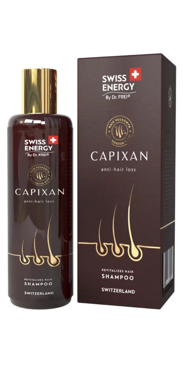 Swiss Energy, Shampoo Capixan 1%, prevention of hair loss and restoring the nutrition of the hair follicle, 200 ml.