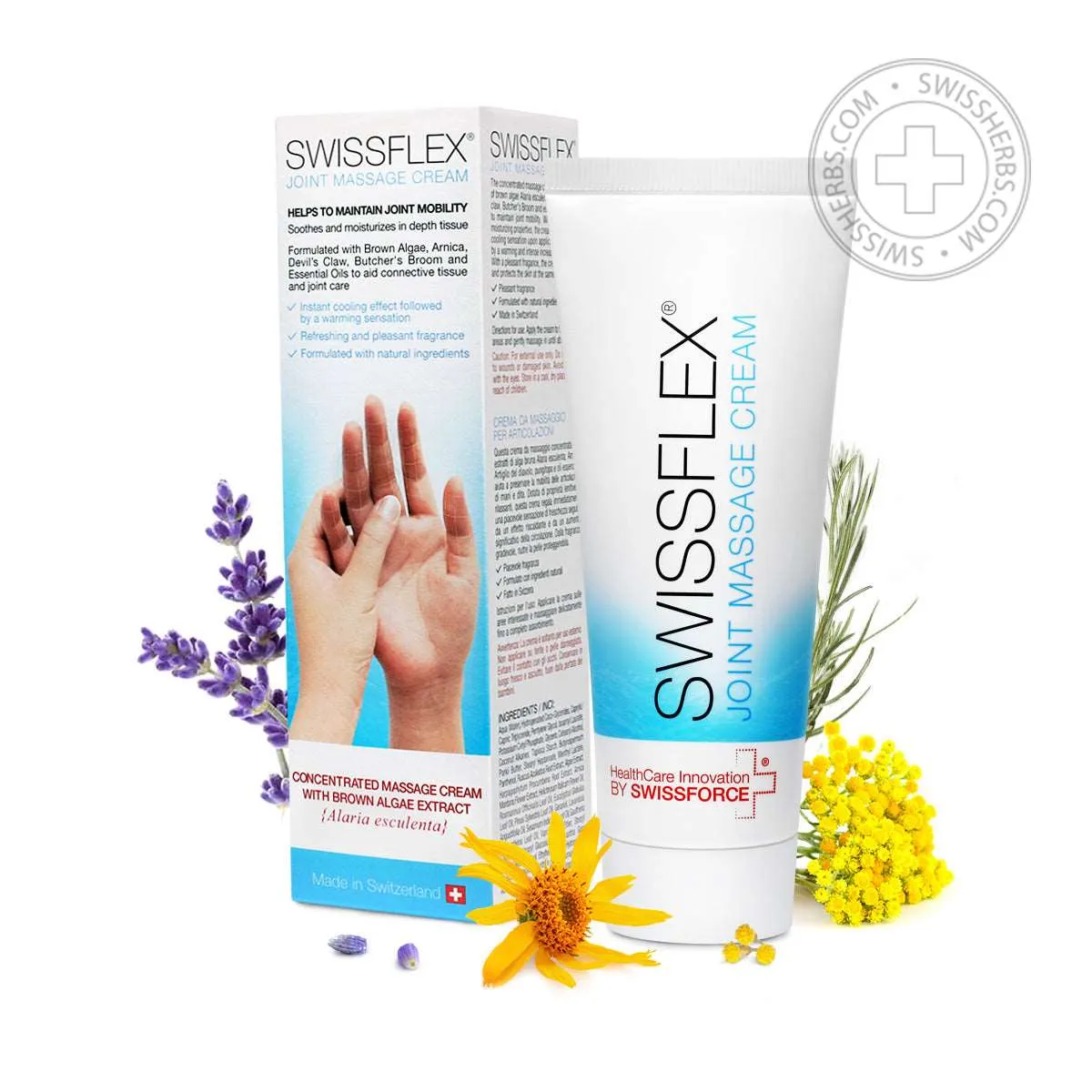 Swissflex concentrated massage cream, soothing and moisturizing skin, 75 ml.