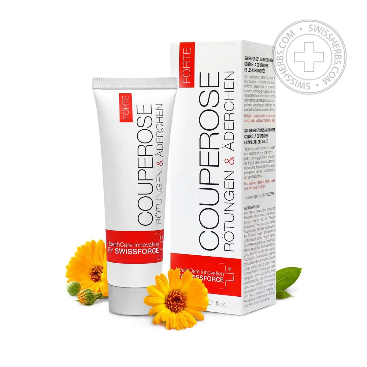 Swissforce, nourishing balm against couperose, removing and preventing redness, 30 ml.