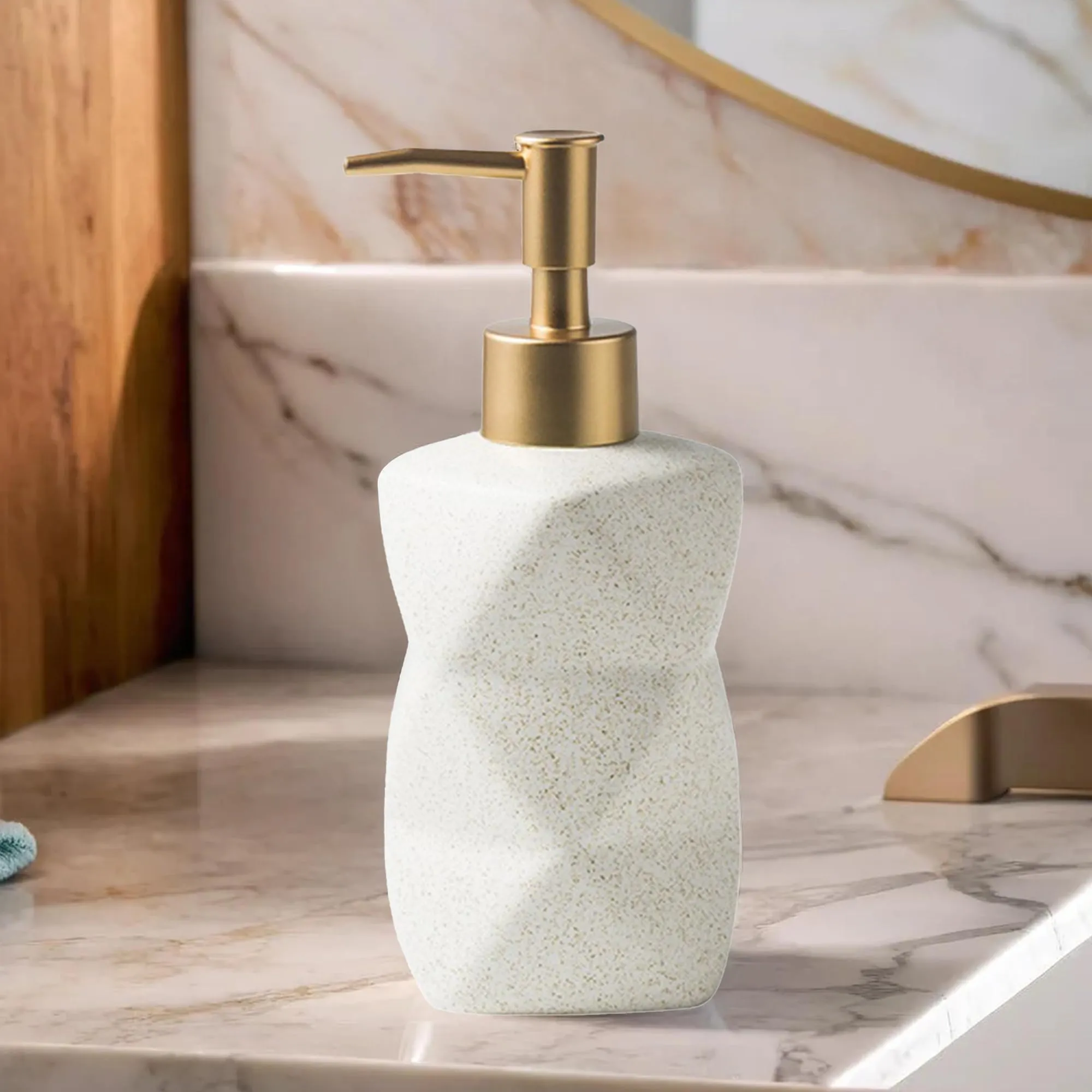 The Better Home 300ML White Ceramic Soap Dispenser for Bathroom | Bathroom Accessories | Handwash Dispenser | Liquid Soap Dispenser for Kitchen | Handwash Bottle | Hand Wash Dispensers Pump