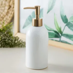 The Better Home 420ML White Ceramic Soap Dispenser for Bathroom | Bathroom Accessories | Handwash Dispenser | Liquid Soap Dispenser for Kitchen | Handwash Bottle | Hand Wash Dispensers Pump