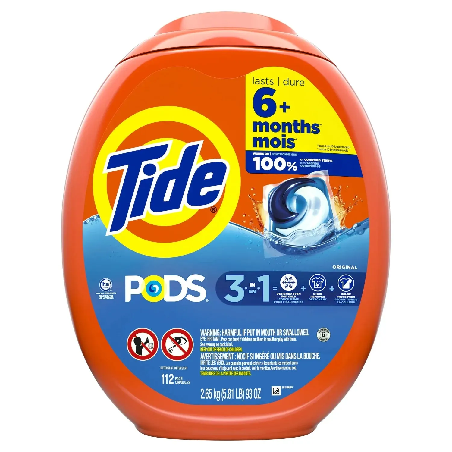 Tide PODS Liquid Laundry Detergent, Original Scent, HE Compatible, 112 Count