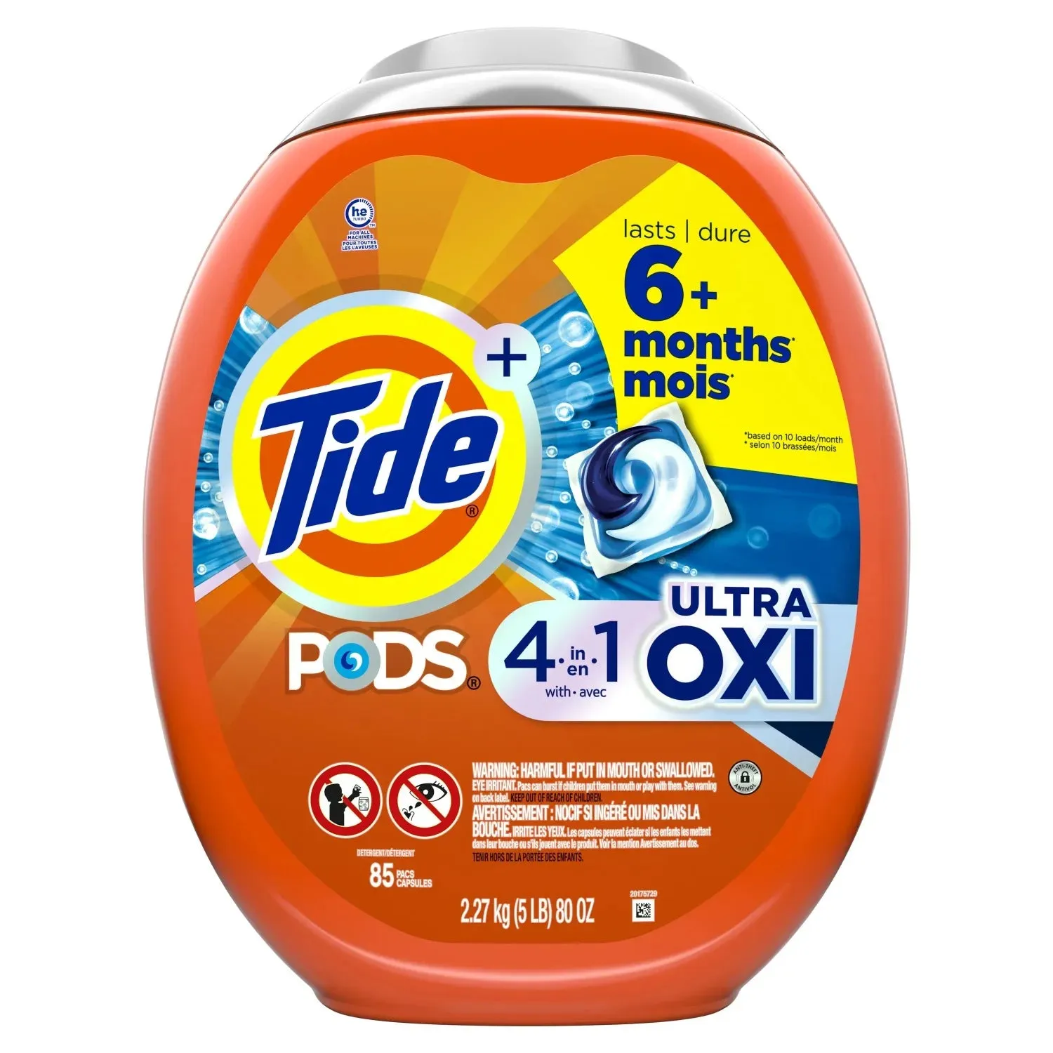 Tide PODS Liquid Laundry Detergent, Ultra Oxi, 85 Count