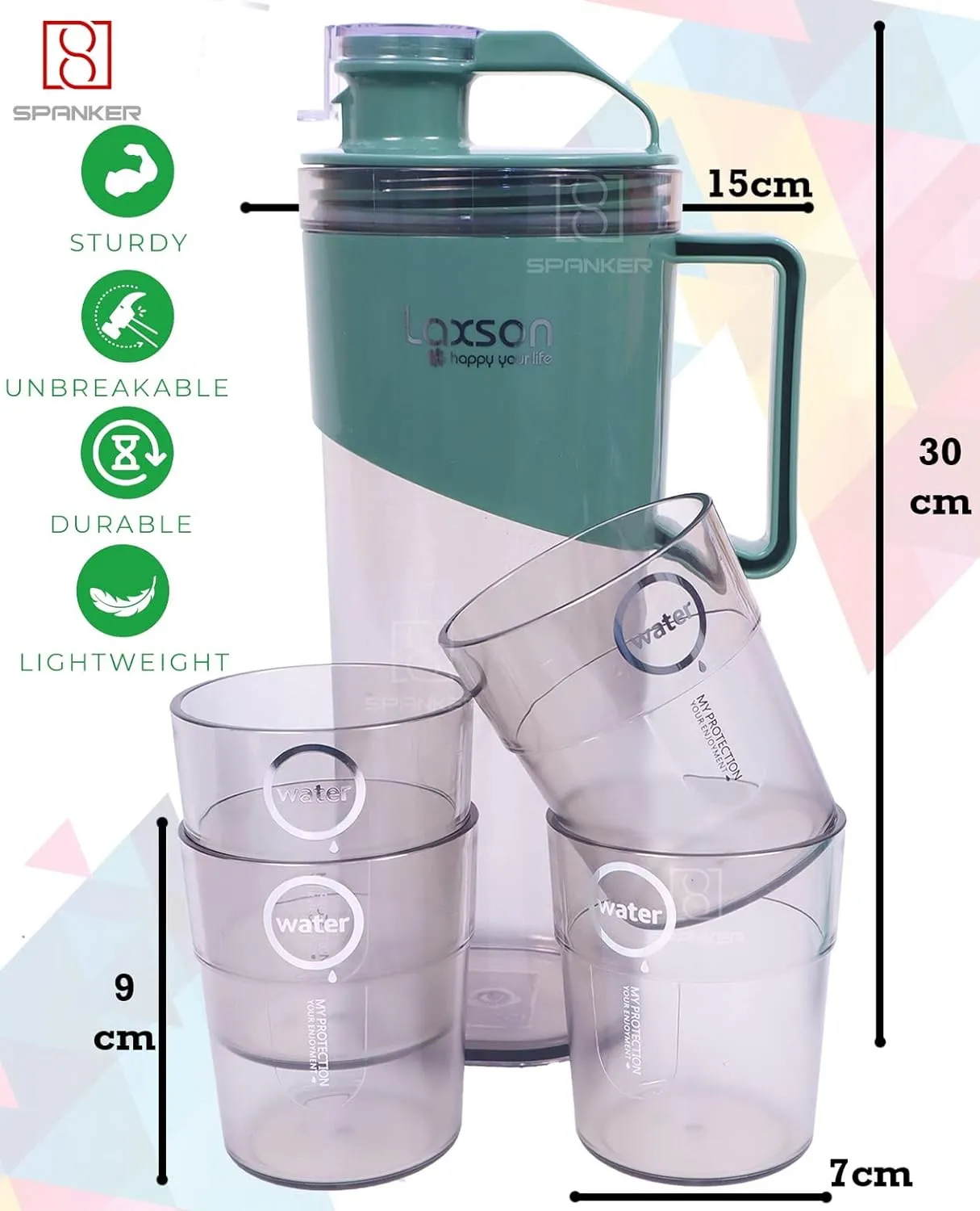 Toyshine Spanker 1.6L Large Water Pitcher  with Lid   4 Glasses Leakproof or Premium Quality