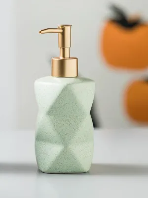 UMAI Liquid Soap Dispenser | Stoneware | Bathroom Sanitizer, Lotion, Shampoo Dispenser | Ceramic Handwash Bottle for Kitchen | Soap Dispenser for Wash Basin | Bathroom Accessories | 300ml (Green)