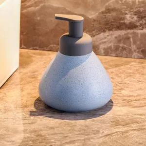 UMAI Liquid Soap Dispenser | Stoneware | Bathroom Sanitizer, Lotion, Shampoo Dispenser | Ceramic Handwash Bottle for Kitchen | Soap Dispenser for Wash Basin | Bathroom Accessories | 360 ml (Blue)