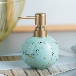 UMAI Liquid Soap Dispenser | Stoneware | Bathroom Sanitizer, Lotion, Shampoo Dispenser | Ceramic Handwash Bottle for Kitchen | Soap Dispenser for Wash Basin | Bathroom Accessories | Blue | 300 ml