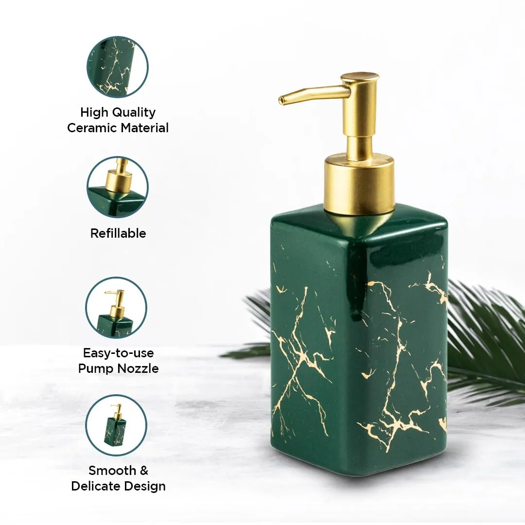 UMAI Liquid Soap Dispenser | Stoneware | Bathroom Sanitizer, Lotion, Shampoo Dispenser | Ceramic Handwash Bottle for Kitchen | Soap Dispenser for Wash Basin | Bathroom Accessories | Grey | 320 ml