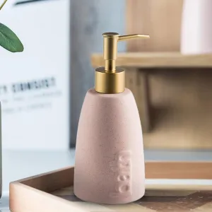 UMAI Liquid Soap Dispenser | Stoneware | Bathroom Sanitizer, Lotion, Shampoo Dispenser | Ceramic Handwash Bottle for Kitchen | Soap Dispenser for Wash Basin | Bathroom Accessories | Pink | 320 ml