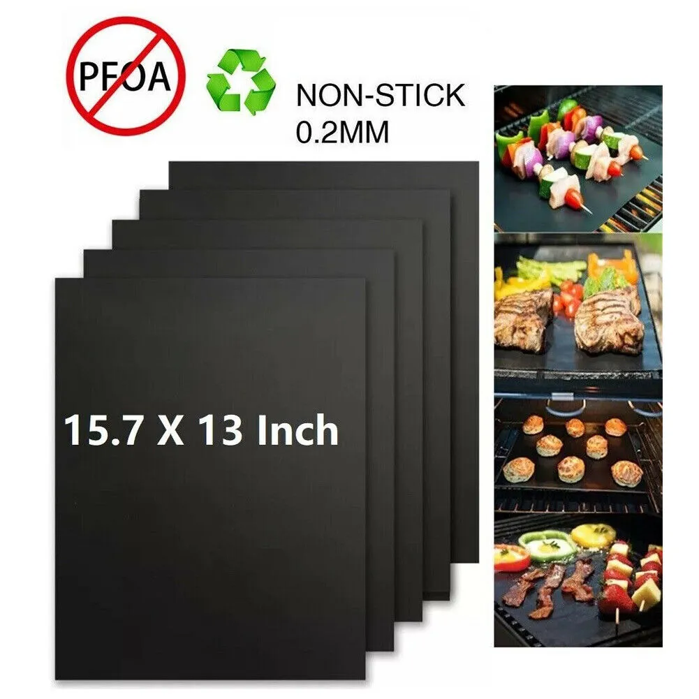 US 10~20 Pack Grill Mats Non-Stick Reusable Outdoor Grilling BBQ Baking Cooking