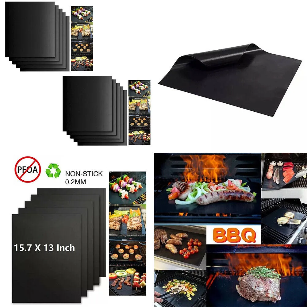 US 10~20 Pack Grill Mats Non-Stick Reusable Outdoor Grilling BBQ Baking Cooking