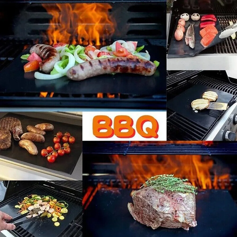 US 10~20 Pack Grill Mats Non-Stick Reusable Outdoor Grilling BBQ Baking Cooking